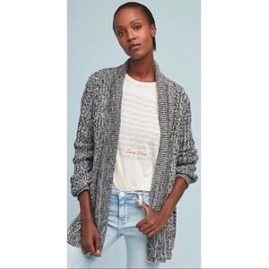 Anthropologie Tehama Cardigan Sweater Marled Black White  XS